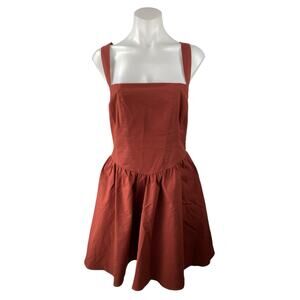 Free People Blissful Breeze Brown Sleeveless Square Neck Mini A-Line Dress Sz S